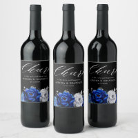 Royal Blue White Silver Metallic Floral Wedding Wi