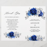 Royal Blue White Silver Metallic Wedding Program<br><div class="desc">Elegant royal blue white silver theme wedding program featuring elegant bouquet of royal blue,  Navy,  silver,  pure white colour rose flowers buds and sage green eucalyptus leaves. Please contact me for any help in customization or if you need any other product with this design.</div>