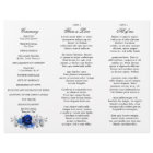 Royal Blue White Silver Tri-fold Wedding Programme