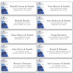 Royal Blue White Silver Wedding Guest Address Stic
