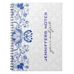 Royal Blue & White Vintage Damasks & Swirls 2 Notebook