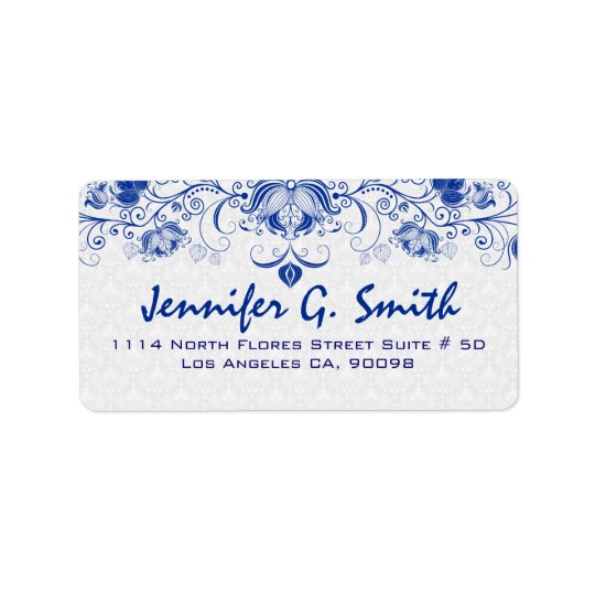 Royal Blue & White Vintage Floral Lace & Damasks