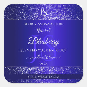 Royal Blue with Glitter Initials Product Labels