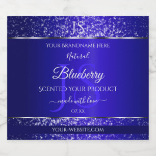 Royal Blue with Glitter Initials Product Labels