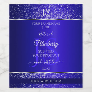 Royal Blue with Glitter Initials Product Labels