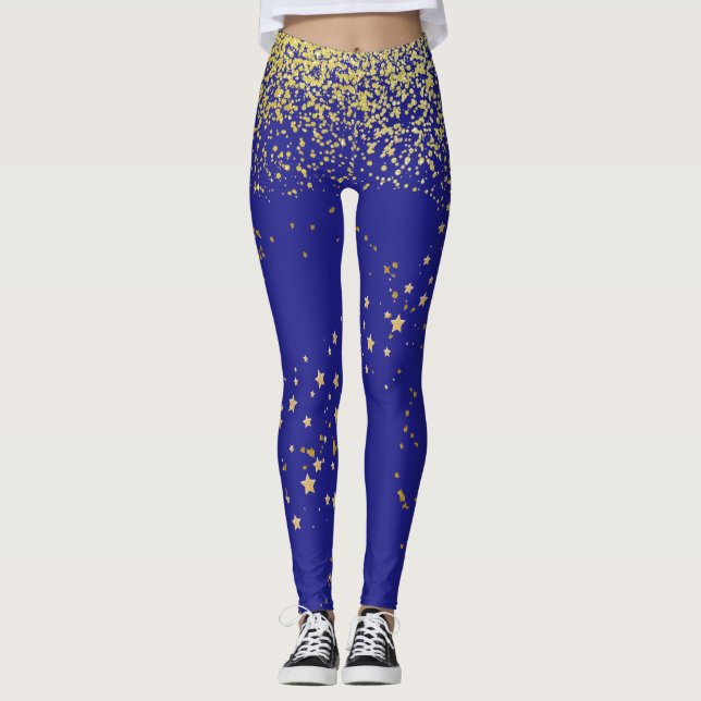 Royal Blue with Gold Accent Leggings (Front)