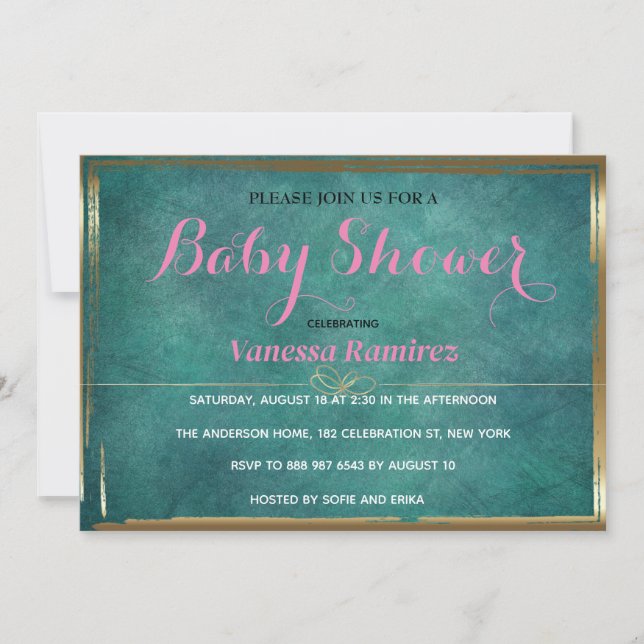 Royal blue with gold colour, cute invitation (Front)