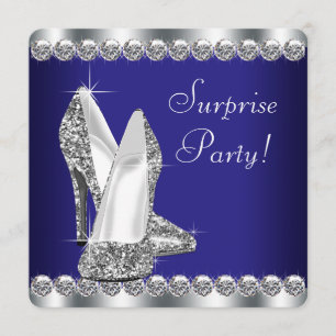 Royal Blue Womans Surprise Birthday Party Invitation