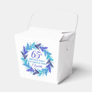 Royal Blue Wreath 65th Birthday Party Favor Box