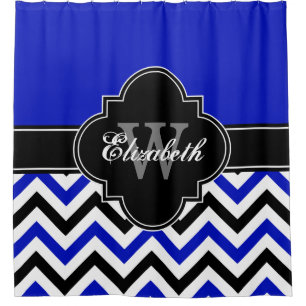 Royal Blue Wt Black LG Chevron 1ICBR Name Monogram