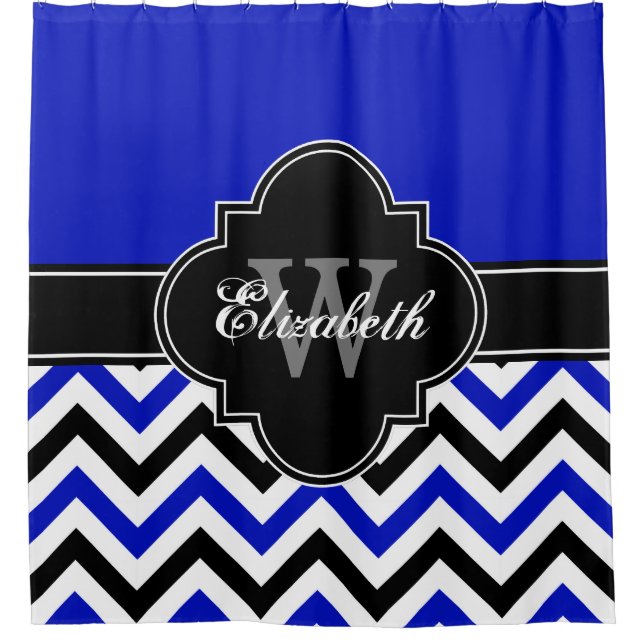 Royal Blue Wt Black LG Chevron 1ICBR Name Monogram (Front)