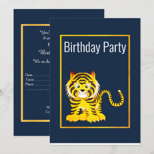 ROYAL BLUE YELLOW BIRTHDAY PARTY INVITATION