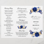 Royal Blue Yellow Gold Floral Wedding Program<br><div class="desc">Elegant royal blue gold theme wedding program featuring elegant bouquet of royal blue,  Navy,  gold,  yellow  colour rose flowers buds and eucalyptus leaves. Please contact me for any help in customization or if you need any other product with this design.</div>