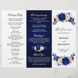 Royal Blue Yellow Gold Floral Wedding Program<br><div class="desc">Elegant royal blue gold theme wedding program featuring elegant bouquet of royal blue,  Navy,  gold,  yellow  colour rose flowers buds and eucalyptus leaves. Please contact me for any help in customization or if you need any other product with this design.</div>