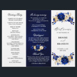 Royal Blue Yellow Gold Floral Wedding Program<br><div class="desc">Elegant royal blue gold theme wedding program featuring elegant bouquet of royal blue,  Navy,  gold,  yellow  colour rose flowers buds and eucalyptus leaves. Please contact me for any help in customization or if you need any other product with this design.</div>
