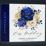 Royal Blue Yellow Gold Metallic Floral Wedding Binder<br><div class="desc">Elegant royal blue gold theme wedding photo album binder featuring elegant bouquet of royal blue,  Navy,  gold,  yellow  colour rose flowers buds and eucalyptus leaves. Please contact me for any help in customization or if you need any other product with this design.</div>