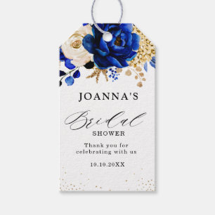 Royal Blue Yellow Gold Metallic Floral Wedding Gift Tags