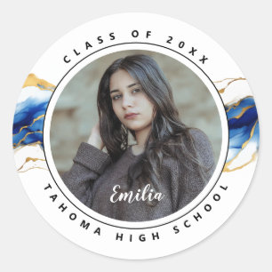 Royal Blue Yellow Gold Photo Graduation seal