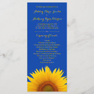 Royal Blue Yellow Sunflower Wedding Program