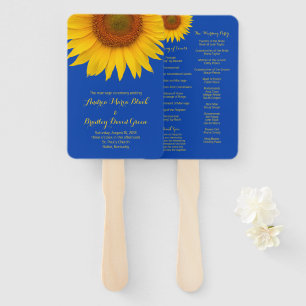 Royal Blue Yellow Sunflower Wedding Program Fan