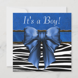 Royal Blue Zebra Baby Shower Invitation
