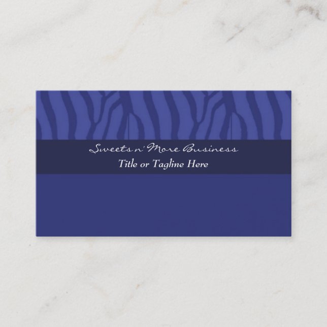 Royal Blue Zebra Pattern Business Card (Front)