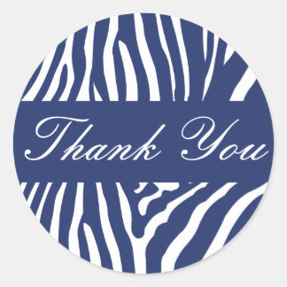 Royal Blue Zebra Thank You Envelope Sticker Seal