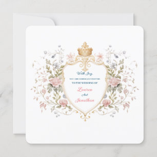 Royal Botanical Elegant Regal Floral Crest Wedding Invitation