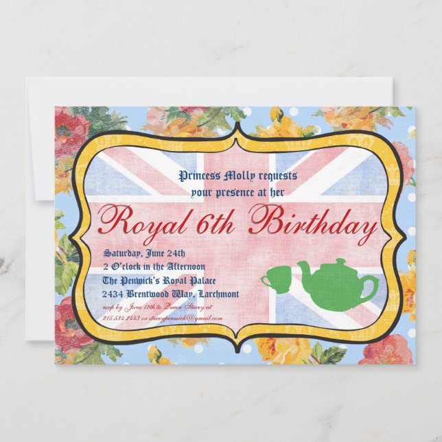 Royal British Birthday Party Invitation (Front)