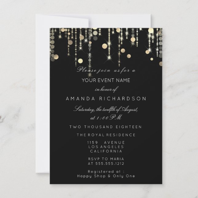 Royal Bronze Gold Drips Birthday Bridal Shower Inv Invitation (Front)