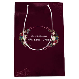 Royal Burgundy Floral Geometric Wedding Medium Gift Bag