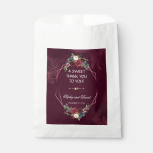 Royal Burgundy Floral Geometric Wedding THANK YOU Favour Bag