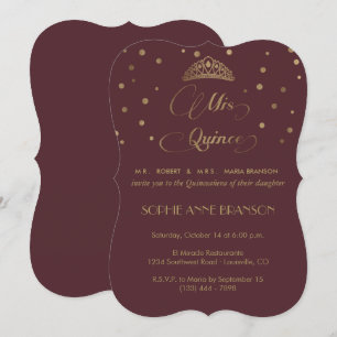 Royal Burgundy Gold Mis Quince Script Quinceañera Invitation