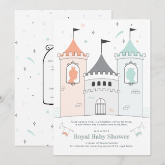 Royal Castle Boy Girl Twin Baby Shower Invitation