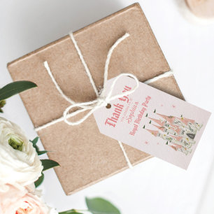 Royal Castle Pink Birthday Favour Tag