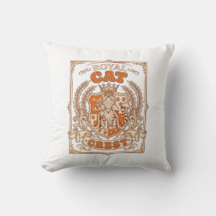 Royal Cat Crest Cat Heraldry Coat of Arms Vintage Throw Pillow