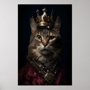 Royal Cat Portrait, Funny Aristocratic Pet Art Poster