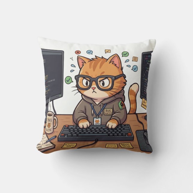 Royal Cat Throw Pillow (Front)