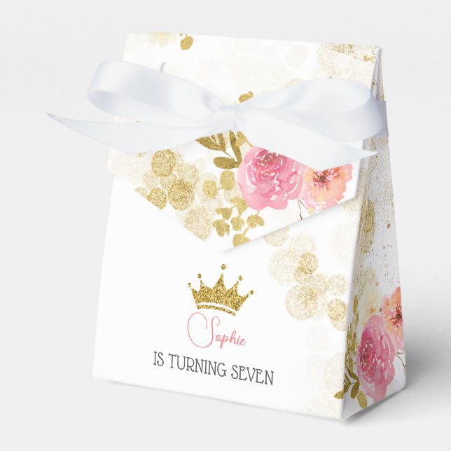 Royal celebration pink princess birthday favor box (Front Side)