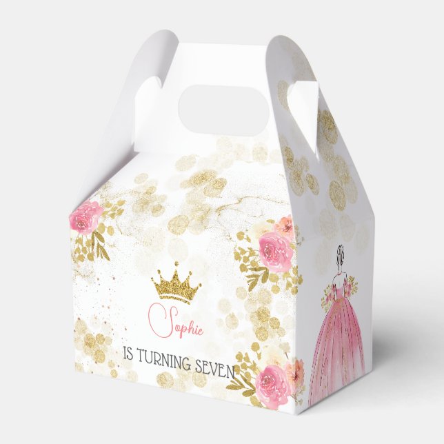 Royal celebration pink princess birthday favor box (Front Side)