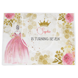 Royal celebration pink princess birthday large gift bag