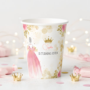 Royal celebration pink princess birthday paper cups