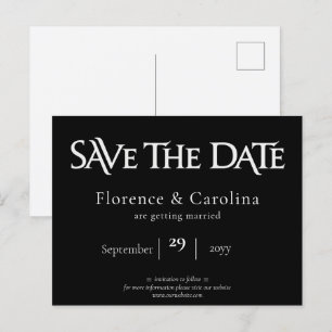 Royal Chic Black Save the Date Postcard