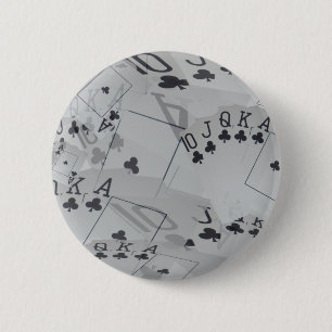 Royal Club Flush Poker Cards Pattern, 2 Inch Round Button