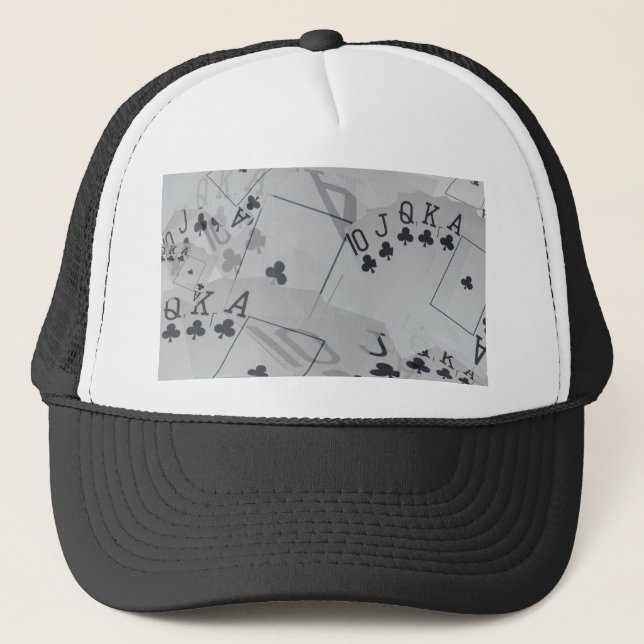 Royal Club Flush Poker Cards Pattern, Trucker Hat (Front)