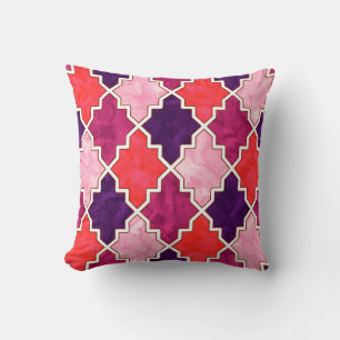 Royal Colourful Tissue Quatrefoil Moroccan Art 2 Throw Pillow