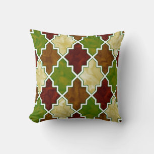 Royal Colourful Tissue Quatrefoil Moroccan Art 4 Throw Pillow