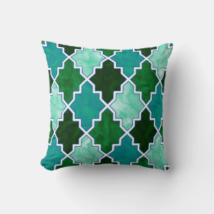 Royal Colourful Tissue Quatrefoil Moroccan Art 7 Throw Pillow