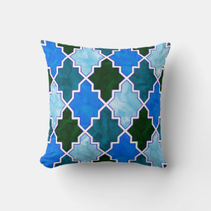 Royal Colourful Tissue Quatrefoil Moroccan Art 8 Throw Pillow