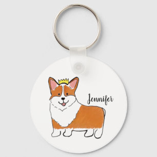 Royal corgi dog personalised keychain